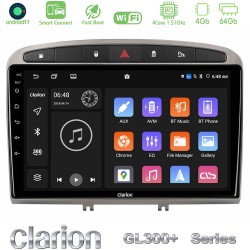 Clarion GL300+ Series 4Core Android ClarionOS 4+64GB  Peugeot 308/RCZ Navigation Multimedia Tablet 9" (Ασημί Χρώμα)