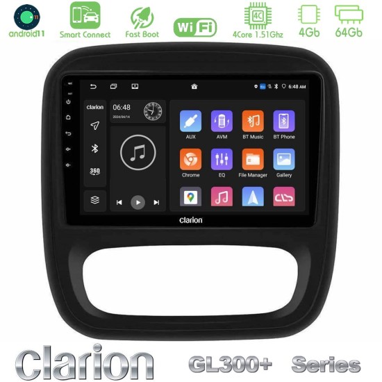 Clarion GL300+ Series 4Core Android ClarionOS 4+64GB  Renault/Nissan/Opel/Fiat Navigation Multimedia Tablet 9"