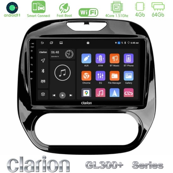 Clarion GL300+ Series 4Core Android ClarionOS 4+64GB  Renault Captur 2013-2019 (Manual AC) Navigation Multimedia Tablet 9"