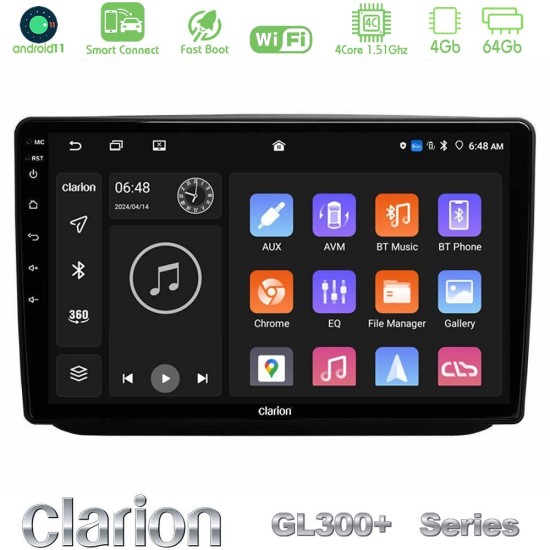 Clarion GL300+ Series 4Core Android ClarionOS 4+64GB  Skoda Fabia 2007-2014 Navigation Multimedia Tablet 10"
