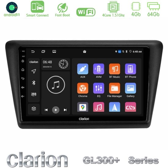 Clarion GL300+ Series 4Core Android ClarionOS 4+64GB  Skoda Rapid 2013-2017 Navigation Multimedia Tablet 9"