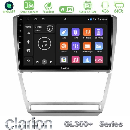 Clarion GL300+ Series 4Core Android ClarionOS 4+64GB  Skoda Octavia 5 Navigation Multimedia Tablet 10"