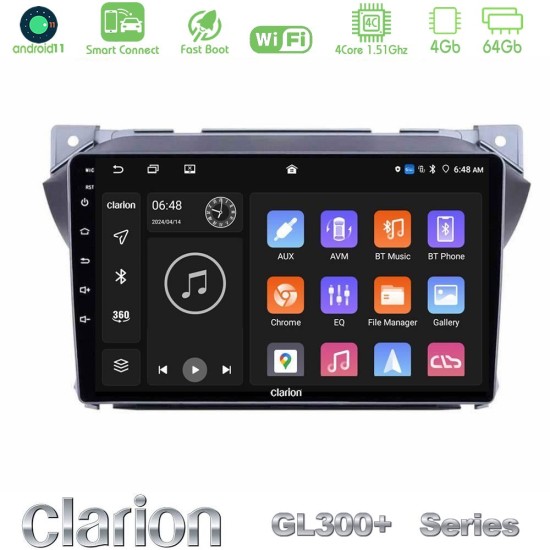 Clarion GL300+ Series 4Core Android ClarionOS 4+64GB  Suzuki Alto amp; Nissan Pixo Navigation Multimedia Tablet 9"