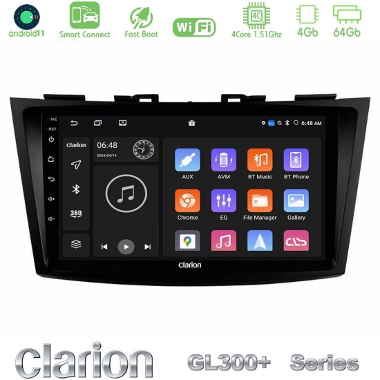 Clarion GL300+ Series 4Core Android ClarionOS 4+64GB  Suzuki Swift 2011-2016 Navigation Multimedia Tablet 9"