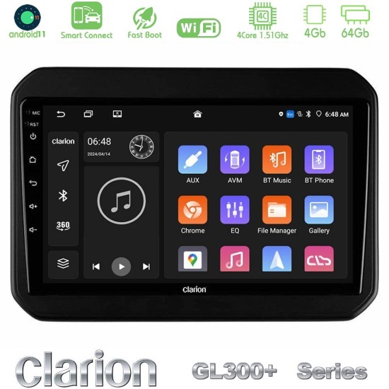 Clarion GL300+ Series 4Core Android ClarionOS 4+64GB  Suzuki Ignis Navigation Multimedia Tablet 9"