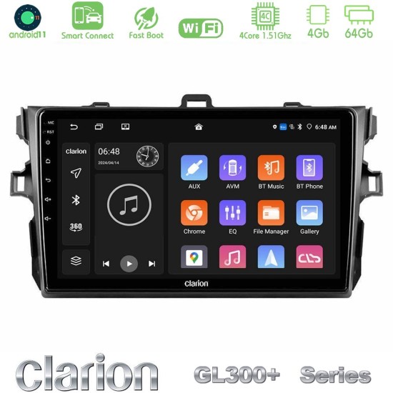 Clarion GL300+ Series 4Core Android ClarionOS 4+64GB  Toyota Corolla 2007-2012 Navigation Multimedia Tablet 9"