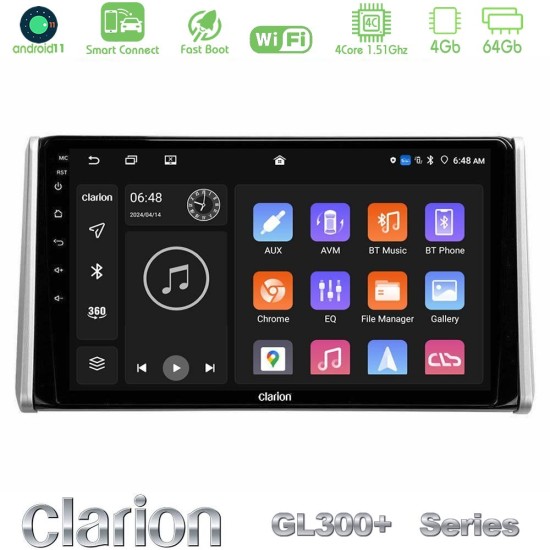 Clarion GL300+ Series 4Core Android ClarionOS 4+64GB  Toyota RAV4 2019-2023 Navigation Multimedia Tablet 10"