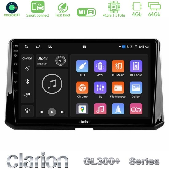 Clarion GL300+ Series 4Core Android ClarionOS 4+64GB  Toyota Corolla 2019-2022 Navigation Multimedia Tablet 10"