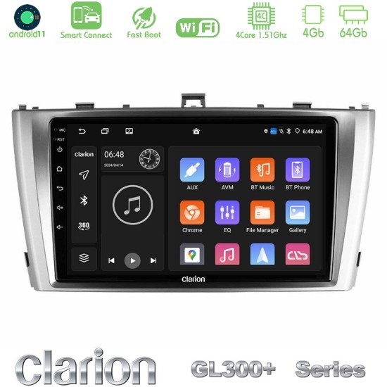 Clarion GL300+ Series 4Core Android ClarionOS 4+64GB  Toyota Avensis T27 Navigation Multimedia Tablet 9"