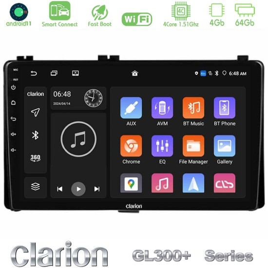 Clarion GL300+ Series 4Core Android ClarionOS 4+64GB  Toyota Corolla/Auris 2017-2019  Navigat-ion Multimedia Tablet 9"