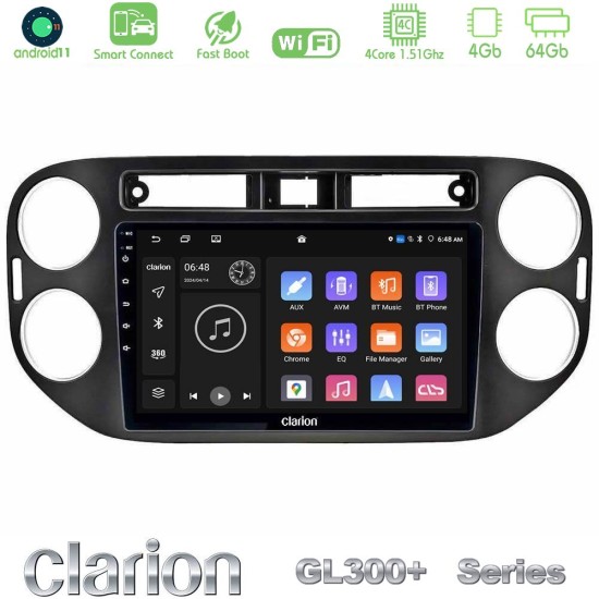 Clarion GL300+ Series 4Core Android ClarionOS 4+64GB  VW Tiguan Navigation Multimedia Tablet 9" (23mm alarm button)