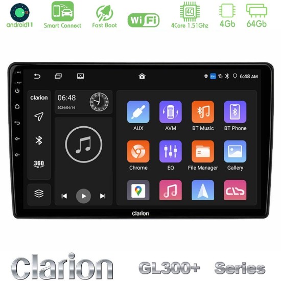 Clarion GL300+ Series 4Core Android ClarionOS 4+64GB  Dacia Duster 2019-> Navigation Multimedia Tablet 10"