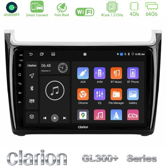 Clarion GL300+ Series 4Core Android ClarionOS 4+64GB  Vw Polo Navigation Multimedia Tablet 9"