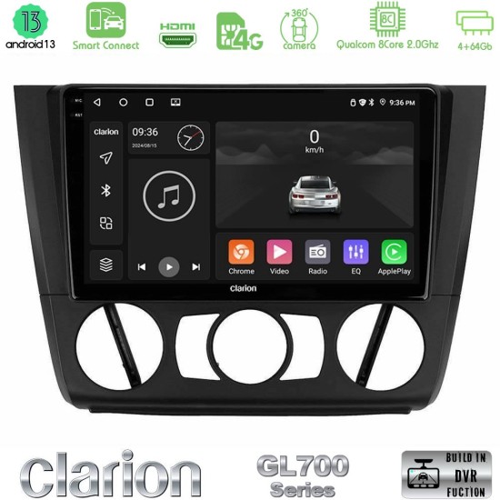 Clarion GL700 Series 8Core Android ClarionOS 4+64GB BMW 1Series E81/E82/E87/E88 (MANUAL A/C) Navigation Multimedia Tablet 9" Με Carplay & Android Auto