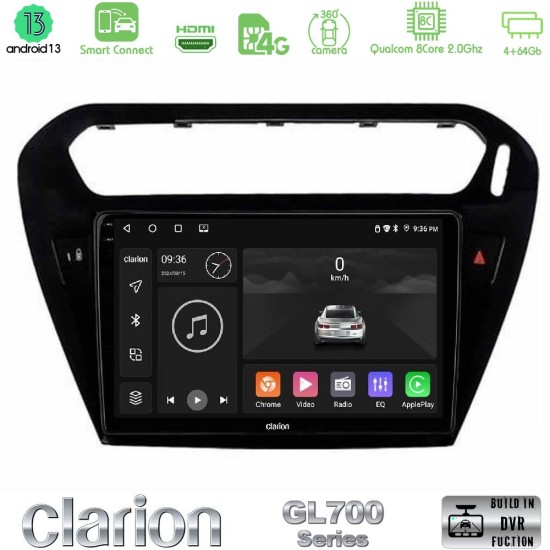 Clarion GL700 Series 8Core Android ClarionOS 4+64GB Citroen C-Elysee / Peugeot 301 Navigation Multimedia Tablet 9" Με Carplay & Android Auto