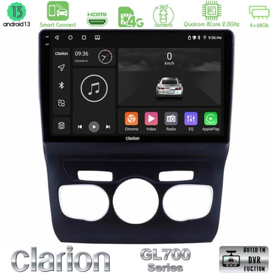 Clarion GL700 Series 8Core Android ClarionOS 4+64GB Citroen C4L Navigation Multimedia Tablet 10" Με Carplay & Android Auto