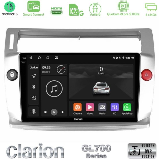Clarion GL700 Series 8Core Android ClarionOS 4+64GB Citroen C4 2004-2010 Navigation Multimedia Tablet 9" Με Carplay & Android Auto