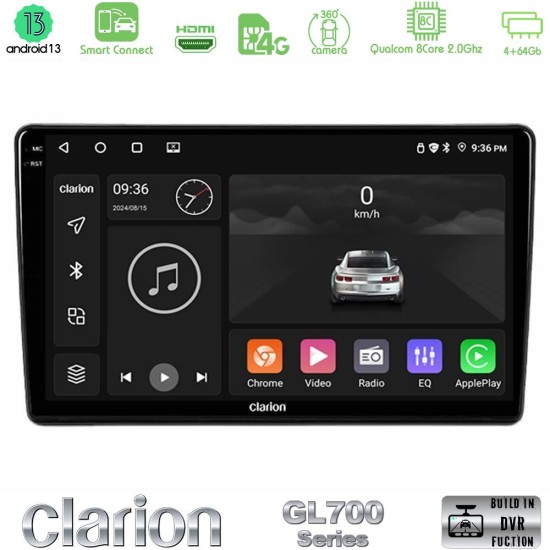 Clarion GL700 Series 8Core Android ClarionOS 4+64GB Peugeot Partner / Citroen Berlingo 2008-2018 Navigation Multimedia Tablet 9" Με Carplay & Android Auto