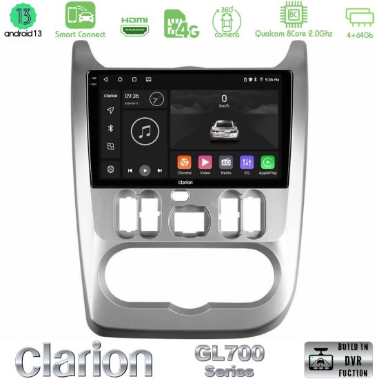 Clarion GL700 Series 8Core Android ClarionOS 4+64GB Dacia Duster/Sandero/Logan Navigation Multimedia Tablet 9" Με Carplay & Android Auto
