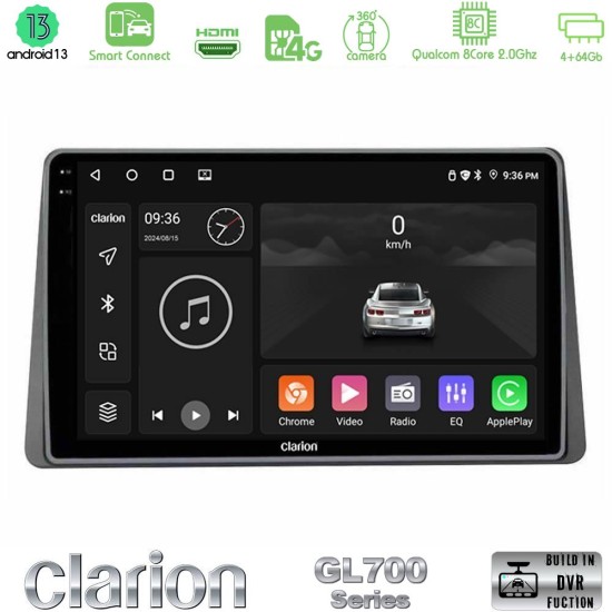 Clarion GL700 Series Dacia Duster 2023-2024 8Core Android ClarionOS 4+64GB Navigation Multimedia Tablet 10" Με Carplay & Android Auto Με Carplay & Android Auto