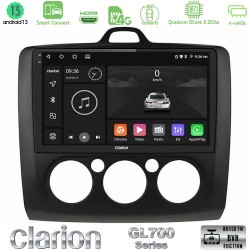 Clarion GL700 Series 8Core Android ClarionOS 4+64GB Ford Focus Manual AC Navigation Multimedia Tablet 9" (Μαύρο Χρώμα) Με Carplay & Android Auto
