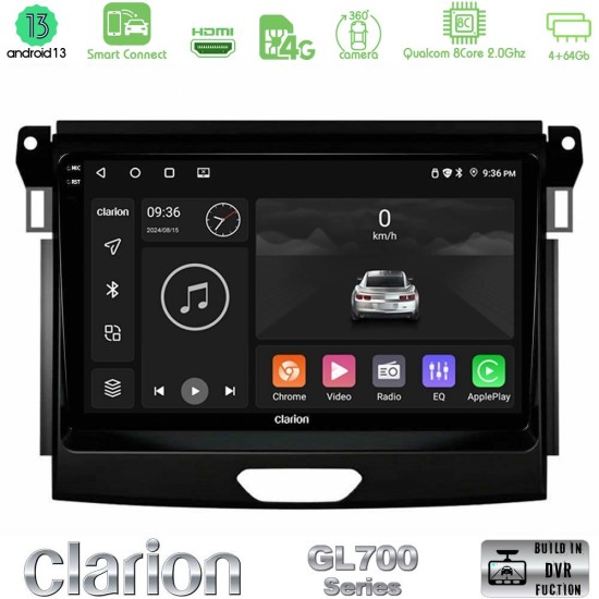 Clarion GL700 Series 8Core Android ClarionOS 4+64GB Ford Ranger 2017-2022 Navigation Multimedia Tablet 9" Με Carplay & Android Auto
