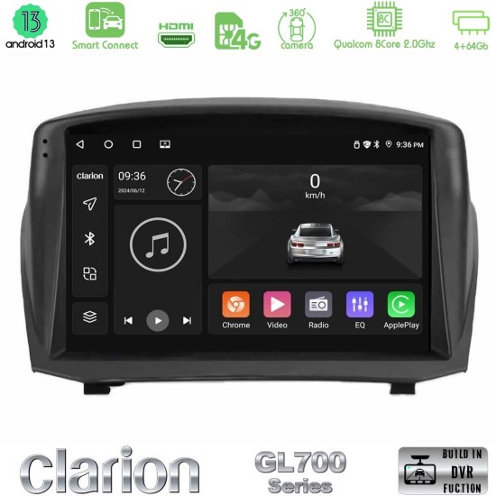 Clarion GL700 Series 8Core Android ClarionOS 4+64GB Ford Fiesta 2008-2016 Navigation Multimedia Tablet 9" (Oem Style) Με Carplay & Android Auto