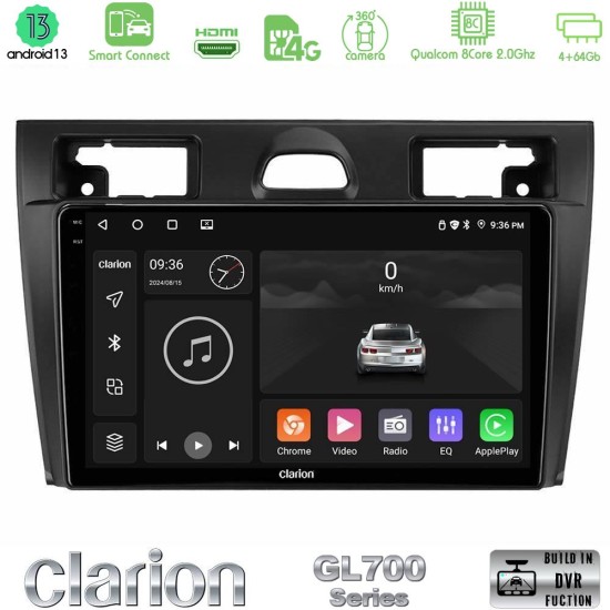 Clarion GL700 Series 8Core Android ClarionOS 4+64GB Ford Fiesta/Fusion Navigation Multimedia Tablet 9" Με Carplay & Android Auto