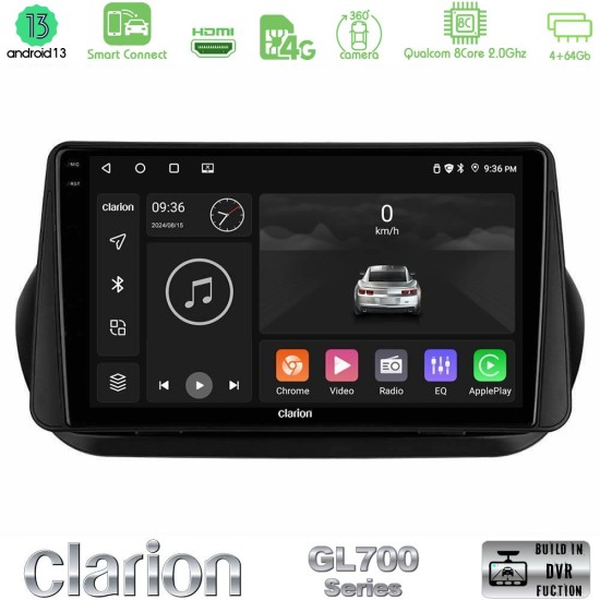 Clarion GL700 Series 8Core Android ClarionOS 4+64GB Fiat Fiorino/Citroen Nemo/Peugeot Bipper Navigation Multimedia Tablet 10" Με Carplay & Android Auto