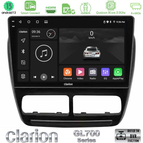 Clarion GL700 Series 8Core Android ClarionOS 4+64GB Fiat Doblo / Opel Combo 2010-2014 Navigation Multimedia Tablet 9" Με Carplay & Android Auto