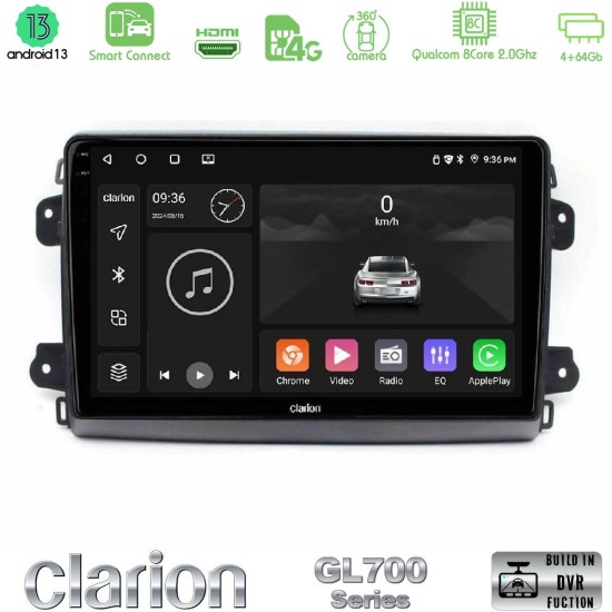 Clarion GL700 Series 8Core Android ClarionOS 4+64GB Citroen/Fiat/Opel Navigation Multimedia Tablet 9" Με Carplay & Android Auto