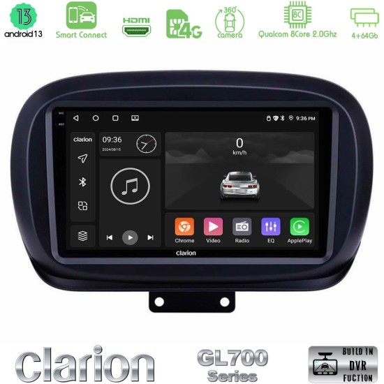Clarion GL700 Series 8Core Android ClarionOS 4+64GB Fiat 500X Navigation Multimedia Tablet 9" Με Carplay & Android Auto