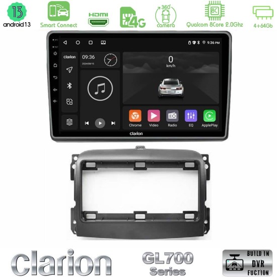 Clarion GL700 Series 8Core Android ClarionOS 4+64GB Fiat 500L Navigation Multimedia Tablet 10" Με Carplay & Android Auto