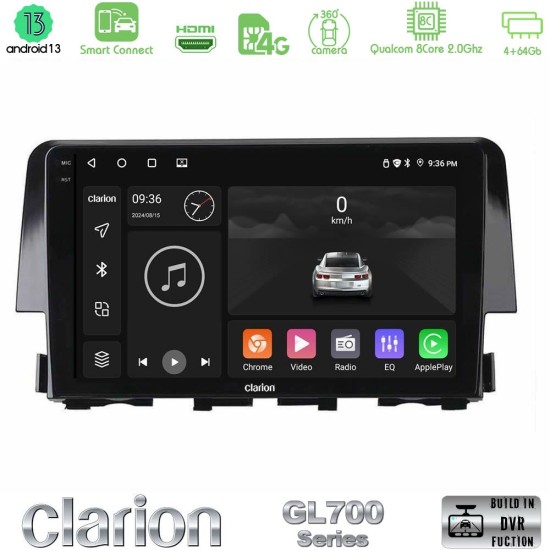 Clarion GL700 Series 8Core Android ClarionOS 4+64GB Honda Civic 2016-2020 Navigation Multimedia Tablet 9" Με Carplay & Android Auto
