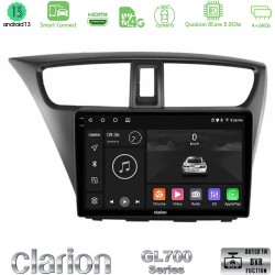 Clarion GL700 Series 8Core Android ClarionOS 4+64GB Honda Civic Hatchback 2012-2015 Navigation Multimedia Tablet 9" Με Carplay & Android Auto