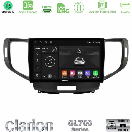 Clarion GL700 Series 8Core Android ClarionOS 4+64GB Honda Accord 2008-2015 Navigation Multimedia Tablet 9" Με Carplay & Android Auto