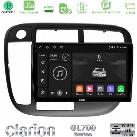 Clarion GL700 Series 8Core Android ClarionOS 4+64GB Honda Civic 1995-2001 Navigation Multimedia Tablet 9" Με Carplay & Android Auto