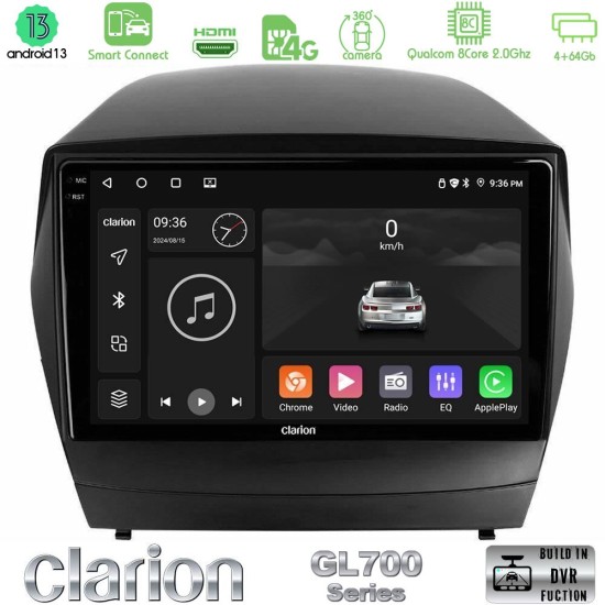 Clarion GL700 Series 8Core Android ClarionOS 4+64GB Hyundai IX35 Auto A/C Navigation Multimedia Tablet 9" Με Carplay & Android Auto