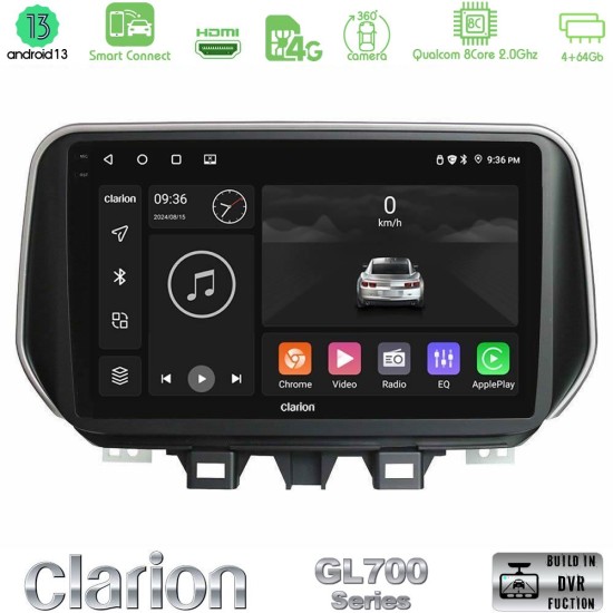 Clarion GL700 Series 8Core Android ClarionOS 4+64GB Hyundai ix35 Navigation Multimedia Tablet 10" Με Carplay & Android Auto