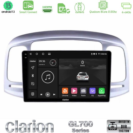 Clarion GL700 Series 8Core Android ClarionOS 4+64GB Hyundai Accent 2006-2011 Navigation Multimedia Tablet 9" Με Carplay & Android Auto