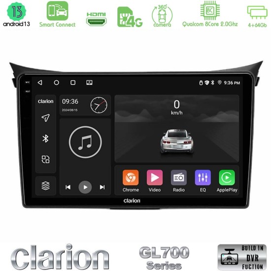 Clarion GL700 Series 8Core Android ClarionOS 4+64GB Hyundai i30 2012-2017 Navigation Multimedia Tablet 9" Με Carplay & Android Auto