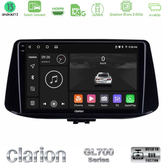Clarion GL700 Series 8Core Android ClarionOS 4+64GB Hyundai i30 Navigation Multimedia Tablet 9" Με Carplay & Android Auto