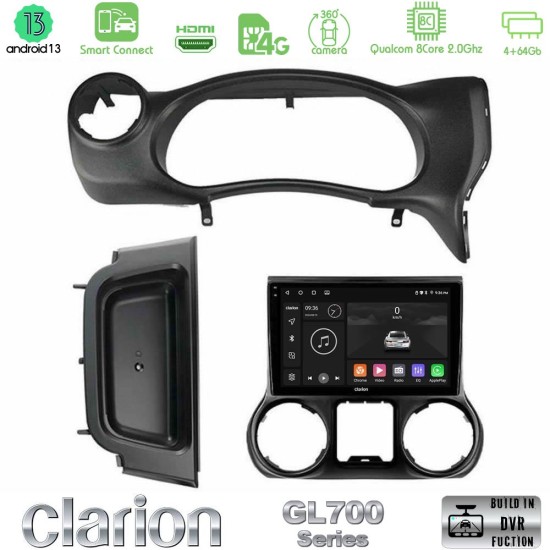 Clarion GL700 Series 8Core Android ClarionOS 4+64GB Jeep Wrangler 2014-2017 Navigation Multimedia Tablet 10" Με Carplay & Android Auto