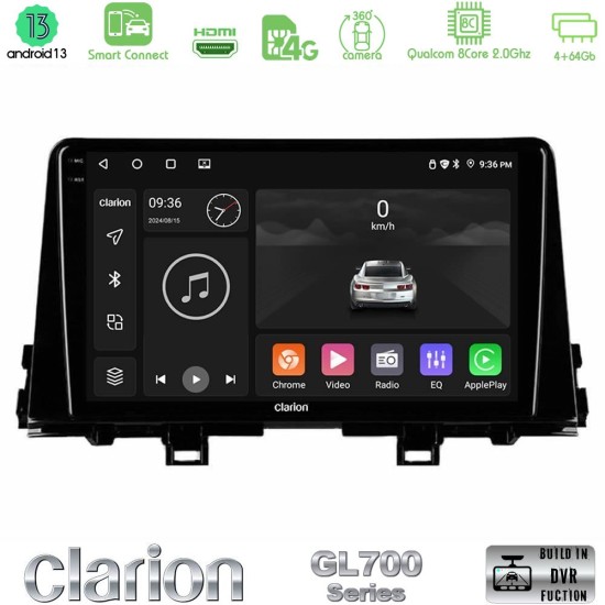 Clarion GL700 Series 8Core Android ClarionOS 4+64GB Kia Picanto 2017-2021 Navigation Multimedia Tablet 9" Με Carplay & Android Auto
