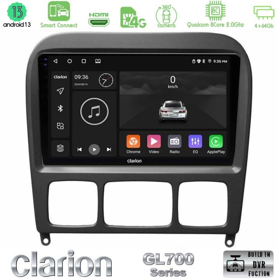 Clarion GL700 Series 8Core Android ClarionOS 4+64GB Mercedes S Class 1999-2004 (W220) Navigation Multimedia Tablet 9" Με Carplay & Android Auto