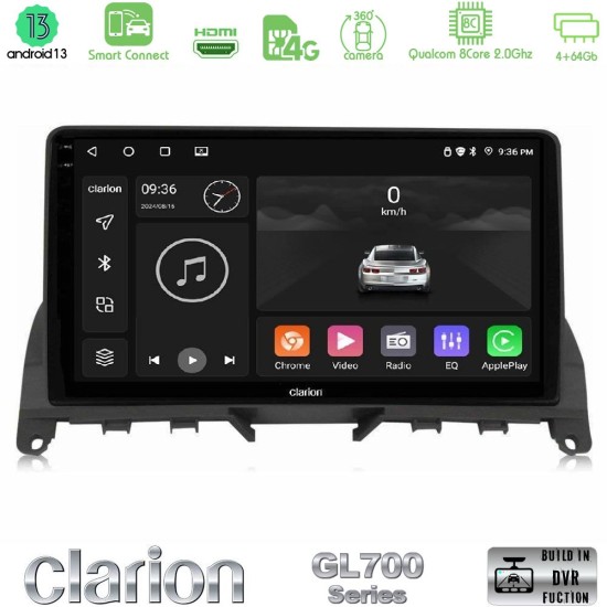 Clarion GL700 Series 8Core Android ClarionOS 4+64GB Mercedes C-Class W204 2008-2011 Navigation Multimedia Tablet 9" Με Carplay & Android Auto
