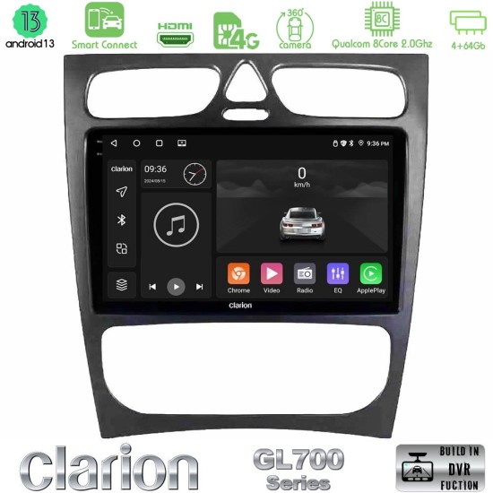 Clarion GL700 Series 8Core Android ClarionOS 4+64GB Mercedes C Class (W203) Navigation Multimedia Tablet 9" Με Carplay & Android Auto