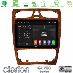 Clarion GL700 Series 8Core Android ClarionOS 4+64GB Mercedes C Class (W203) Navigation Multimedia Tablet 9" (Wooden Style) Με Carplay & Android Auto