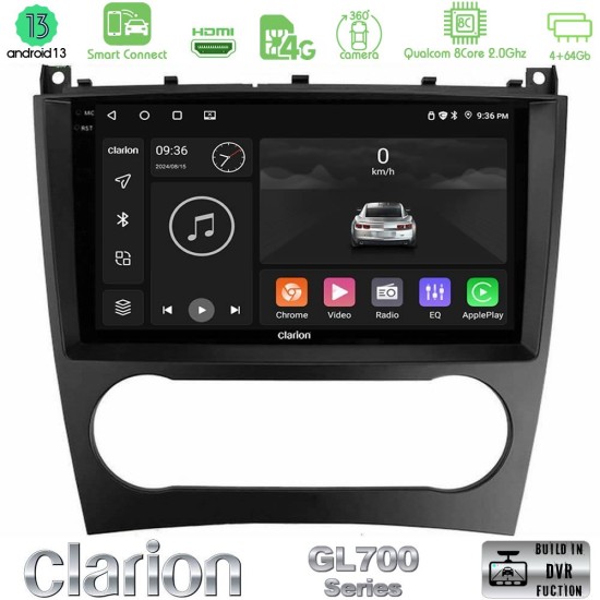 Clarion GL700 Series 8Core Android ClarionOS 4+64GB Mercedes W203 Facelift Navigation Multimedia Tablet 9" Με Carplay & Android Auto