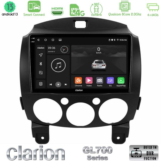 Clarion GL700 Series 8Core Android ClarionOS 4+64GB Mazda 2 2008-2014 Navigation Multimedia Tablet 9" Με Carplay & Android Auto